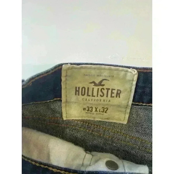 Hollister Jeans Mens 33x32 Slim Straight Dark Wash Blue perfect condition - Picture 5 of 5